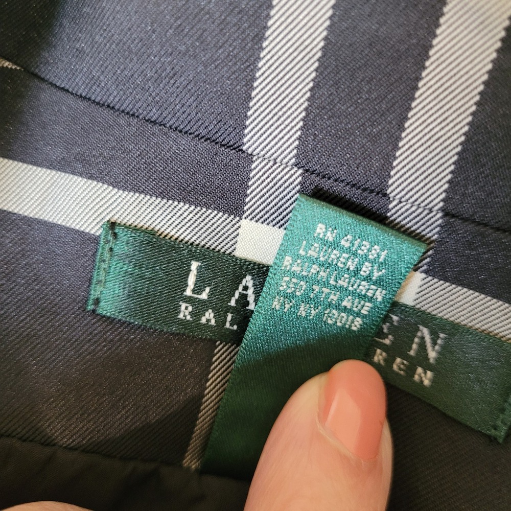 Lauren Ralph Lauren black Plaid Double Breasted Belted Trench Coat Large - Picture 10 of 16